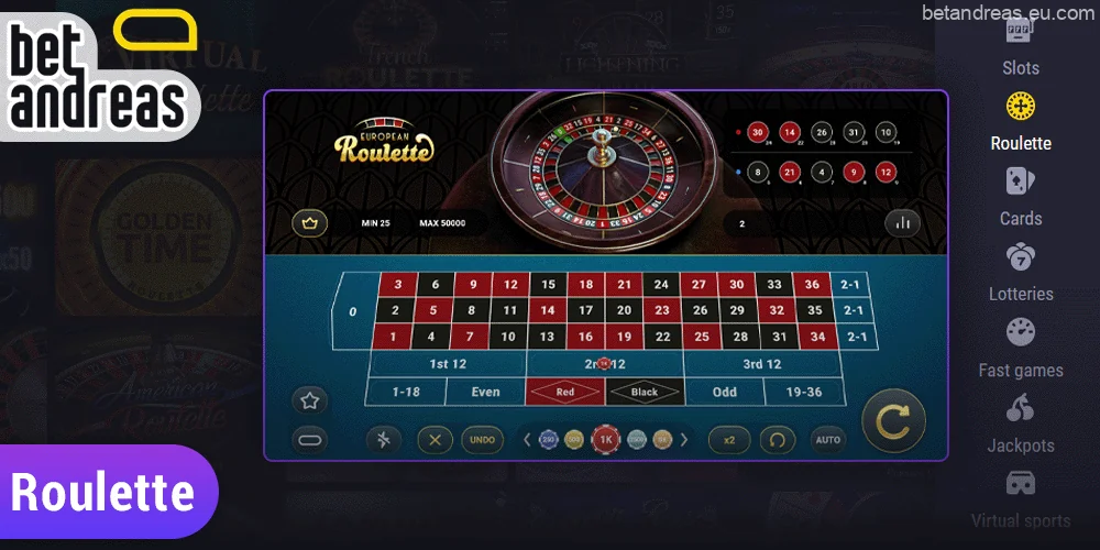 Roulette on the Betandreas site in Bangladesh