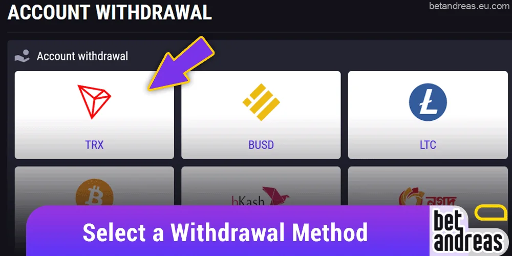 Choose the appropriate payment method for Betandreas