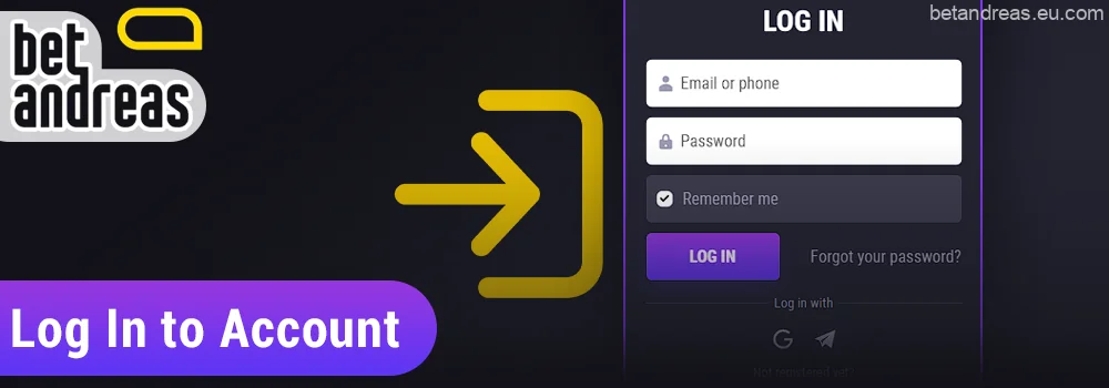 Log in to your Betandreas account