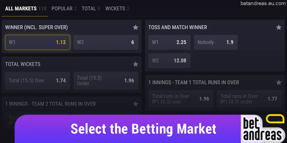 Select the Betandreas betting market