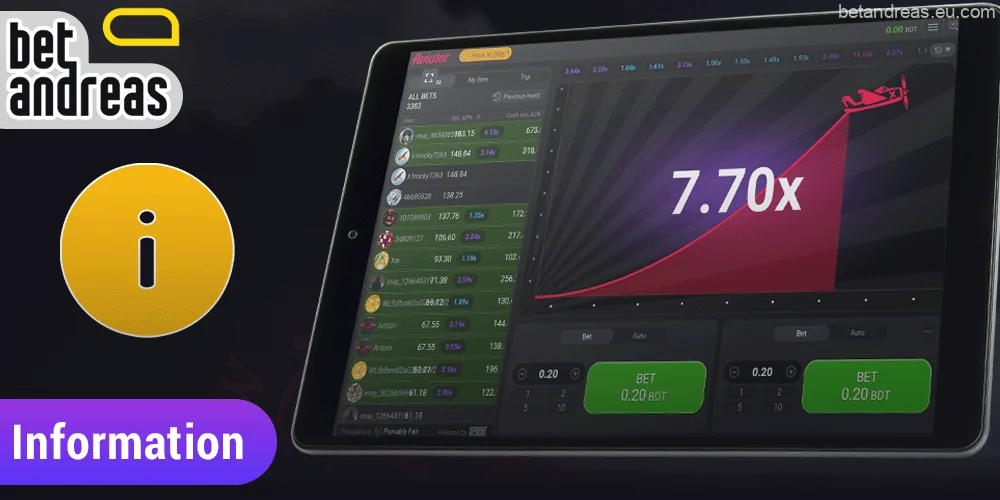 Information about Aviator game on Betandreas