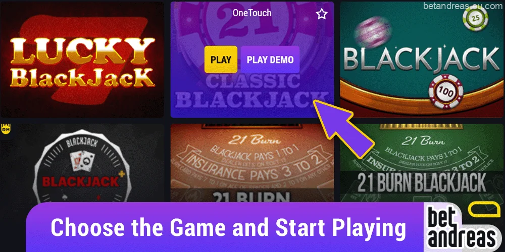 Start playing the Blackjack game on Betandreas