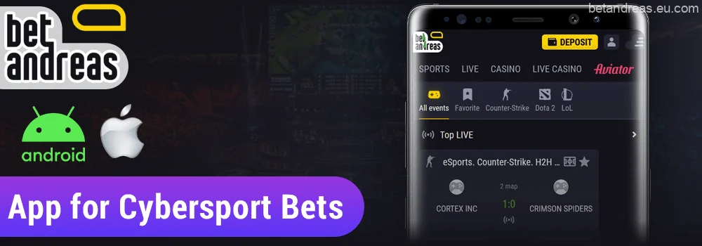 Mobile app Betandreas for Esports Betting in Bangladesh