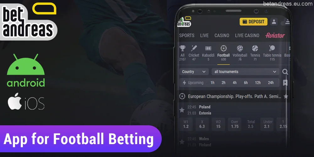 Betandreas mobile app for online football betting