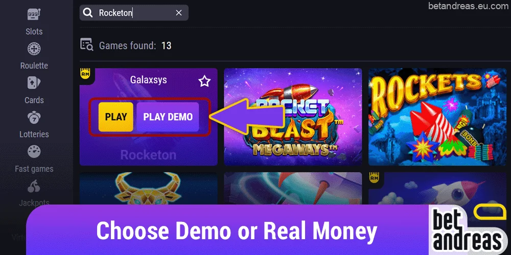 Choose demo or real money Rocketon games on Betandread in Bangladesh