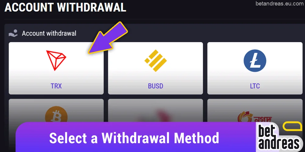 Choose the appropriate payment method for Betandreas